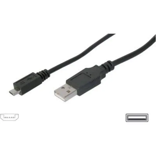 Image of Digitus Digitus USB cable USB 2.0 USB-A plug, USB Micro-B plug 3m Black AK-300110-030-S AK-300110-030-S