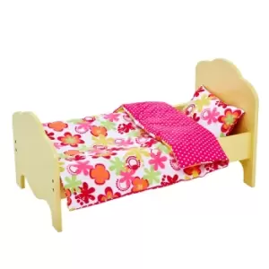 Image of Olivia's Little World 18" Doll Single Bed Yellow & Bedding Set-summer Flower