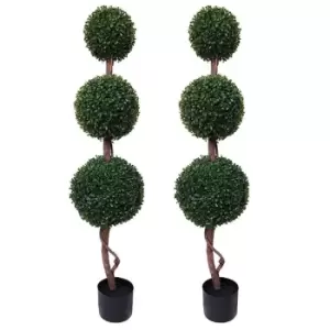 Image of Greenbrokers Artificial Triple Ball Boxwood Topiary Trees 120Cm/4ft(set Of 2)