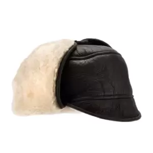 Image of Eastern Counties Leather Mens Harrison Aviator Sheepskin Hat (L) (Dark Brown Forest)