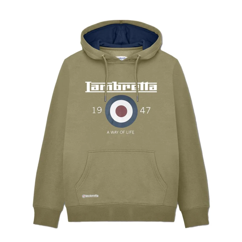 Image of Lambretta Lambretta Men AW24 Target Hoodie in Green Size: Medium Green M Male 5063703657501