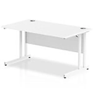 Image of Impulse 1400/800 Rectangle White Cantilever Leg Desk White