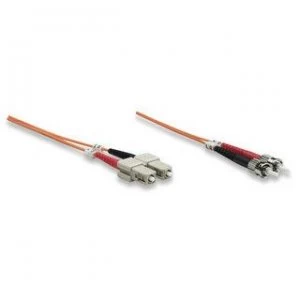 Image of Intellinet Fibre Optic Patch Cable Duplex Multimode ST/SC 50/125 m OM2 2m LSZH Orange Fiber Lifetime Warranty