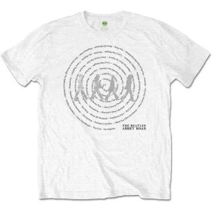 Image of The Beatles - Abbey Road Songs Swirl Unisex Medium T-Shirt - White