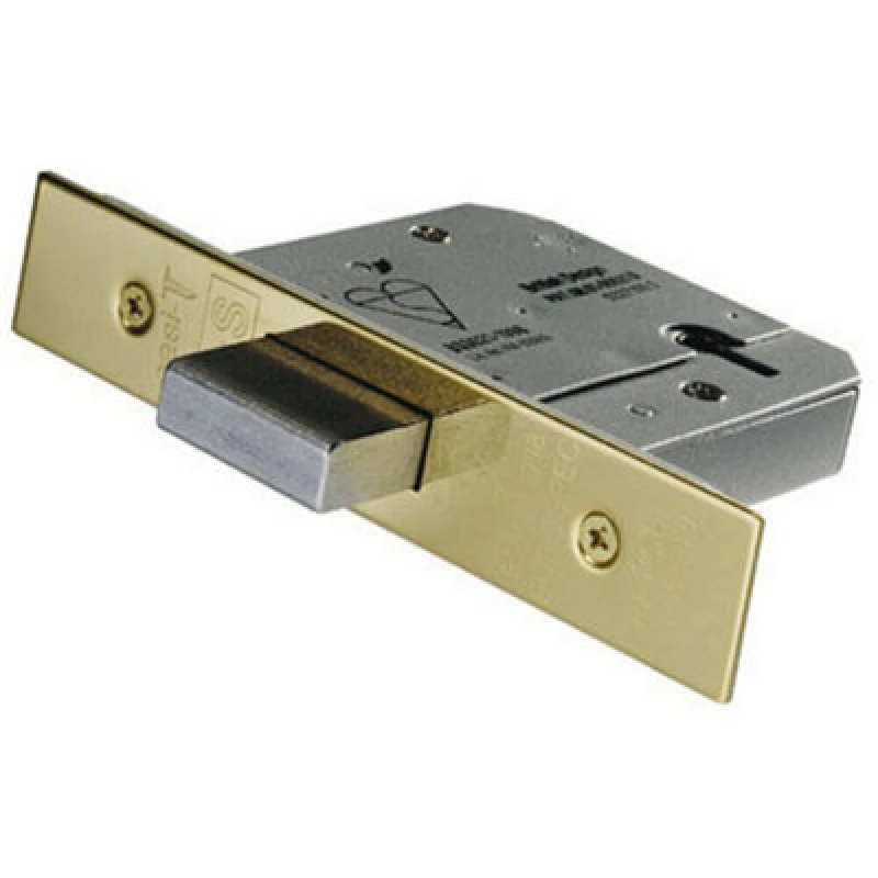 Image of Loops 64mm 5 Lever Mechanism BS Deadlock Stainless Brass Door Security Latch Metallics unisex