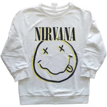Image of Nirvana - Inverse Smiley Kids 7-8 Years Sweatshirt - White
