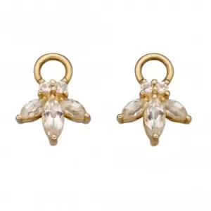 Image of 9ct White Topaz Flower Navette Component Yellow Gold Earrings GY014C
