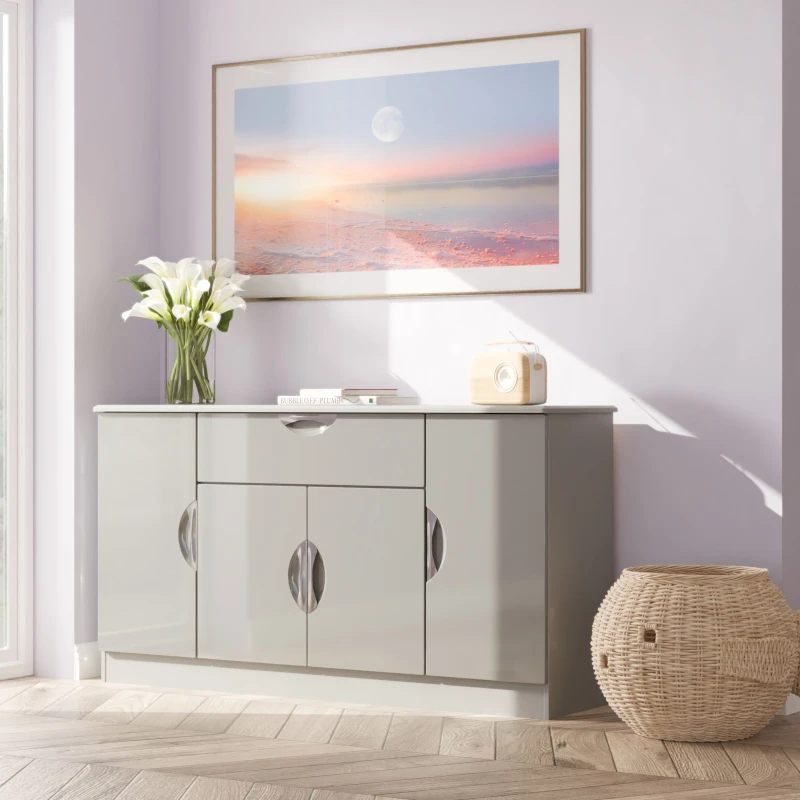 Image of Ready Assembled 2 U Holborn 4 Door 1 Drawer Wide Unit (Ready Assembled) in Mid Grey Mid Grey Unisex