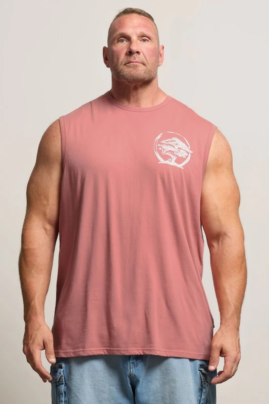 Image of BadRhino BadRhino Men Bonzai Graphic Vest Top in Pink Size: 5-6X-Large Pink 5-6XL Male 5063589403322