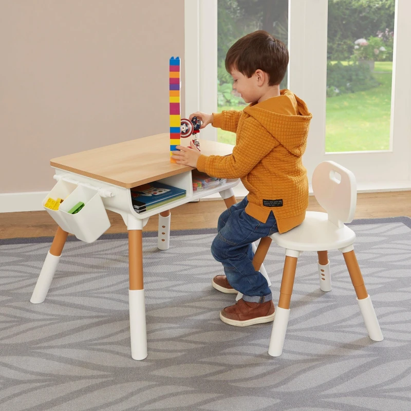 Image of Liberty House Toys Liberty House Kids Adjustable Desk and Chair Set -Wood White