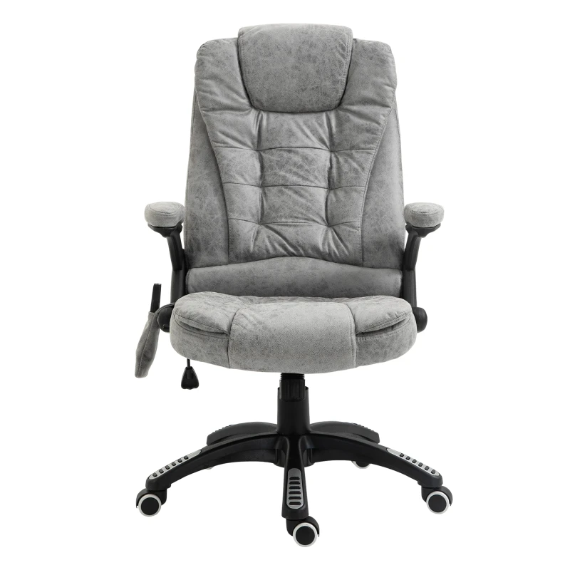 Image of Vinsetto Heated Massage Recliner: 6 Massage Points, Microfiber, 360° Swivel, Slate Grey