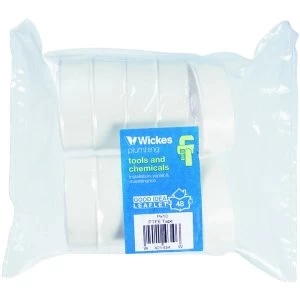 Image of Wickes PTFE Tape 12mm x 12m Pack 10