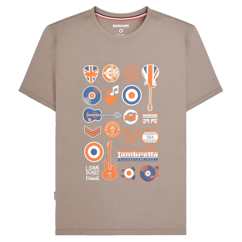Image of Lambretta Lambretta Men Music Icons T-Shirt in Light Brown Size: Small Light Brown S Male 5063703649339