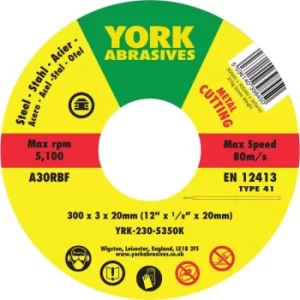 Image of York 300X3X20MM A30-R-BF Type 41 Reinforced Cutting Disc