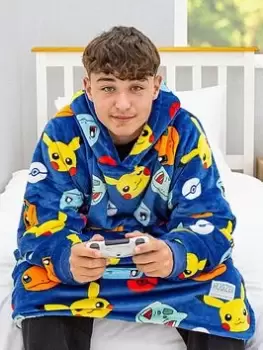 Image of Pokemon Badges Wearable Fleece Large - Blue