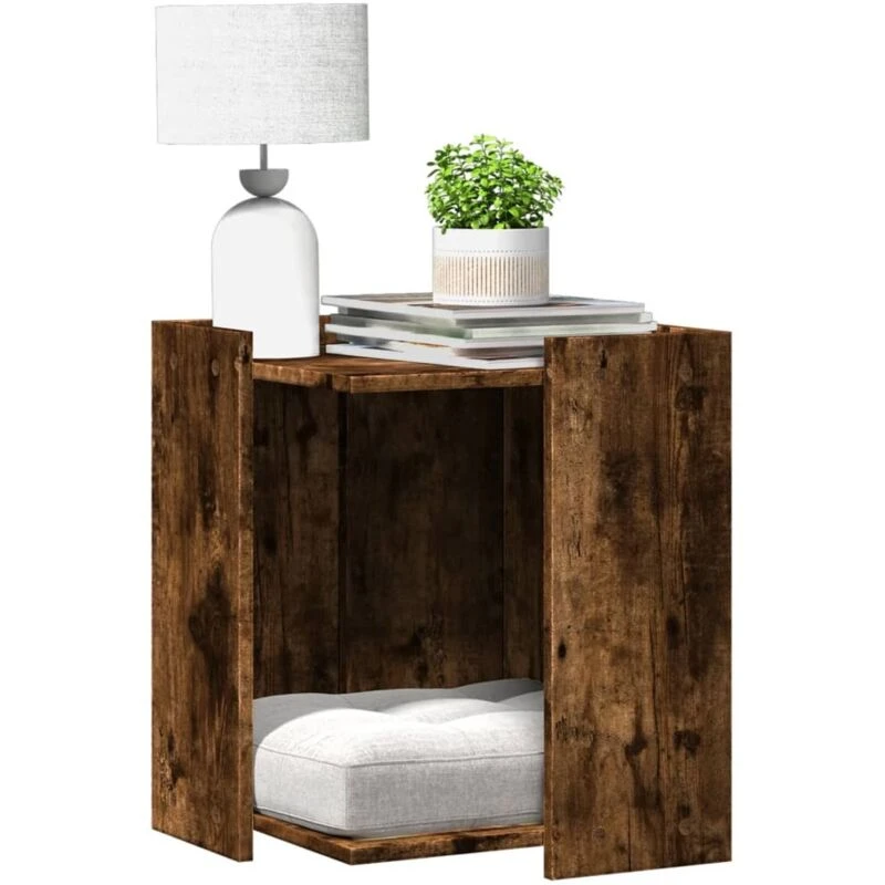 Image of vidaXL Cat Litter Box Enclosure Smoked Oak 42x42x51cm Engineered Wood, Brown 857746