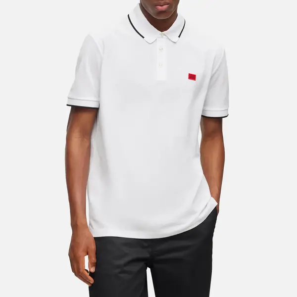 Image of HUGO Deresino232 Badge Logo Cotton-Pique Polo Shirt - M
