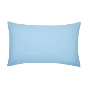 Image of Joules Cotton Percale Plain Dye Pair of Standard Pillowcases, Coastal Blue