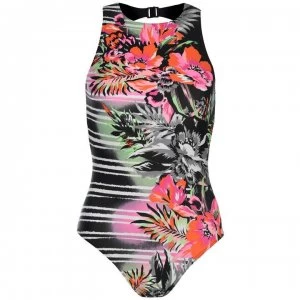 Image of Zoggs Love Wrap Hi Front Swimsuit Ladies - Black/Multi