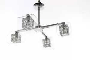 Image of Avignon Glass/weaved Wire Cube 4 Arm Pendant Ceiling Light