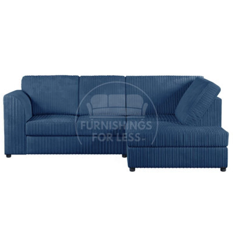Image of Furnishings For Less UK Luxor Marine Blue Jumbo Cord 4 Seater Corner Sofa Right Hand Facing - Full Back