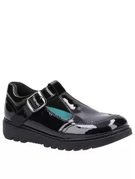 Image of Hush Puppies Kerry Junior Patent School Shoes - Black, Size 10 Younger