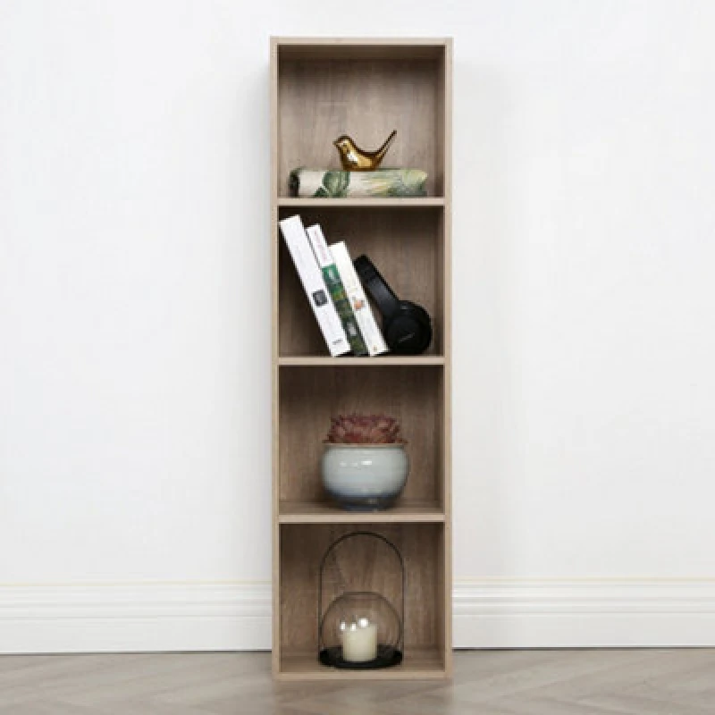 Image of Jane - 4X1 Bookcase - Cube Storage Boxes (Oak)