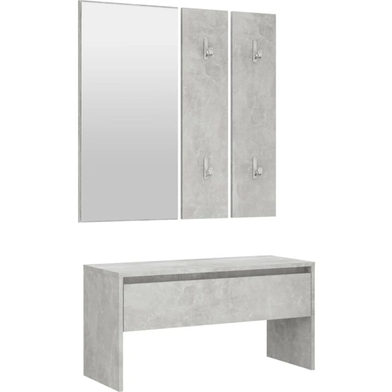 Image of vidaXL Hallway Furniture Set Concrete Grey Engineered Wood, Grey 808787