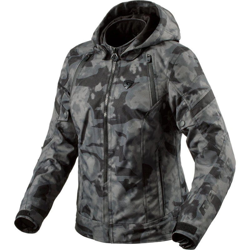 Image of Rev It Flare 3 H2O Ladies Motorcycle Jacket 36 Camo Dark Grey (UK 8)
