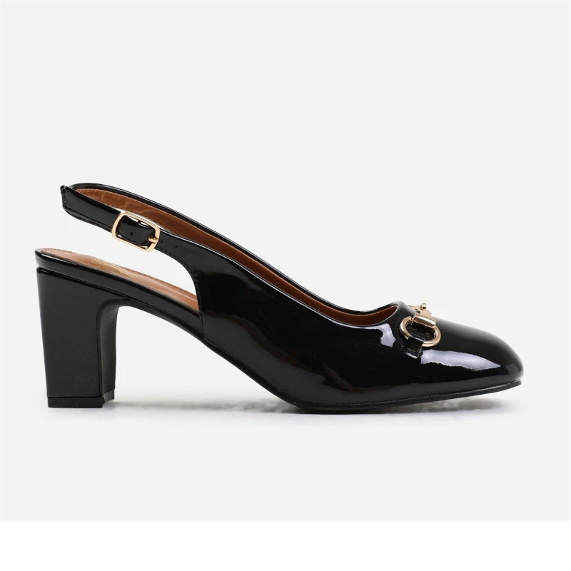 Image of Where's That From 'Serena' Block Heel With Metal Detail And Slingback Buckle Strap Black