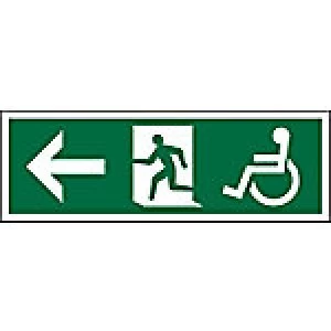 Image of Fire Exit Sign Wheel Chair Left Arrow Plastic 15 x 45 cm