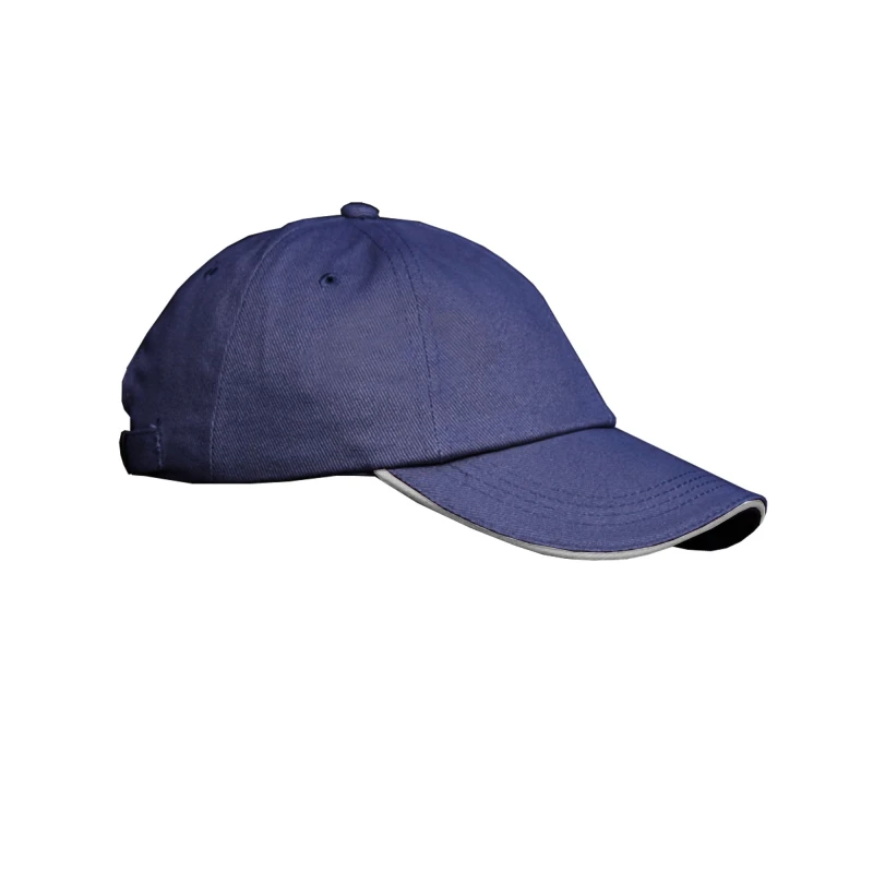 Image of Result Result Low Profile Heavy Brushed Cotton Baseball Cap With Sandwich Peak in Navy Navy One Size Unisex 5055747565775