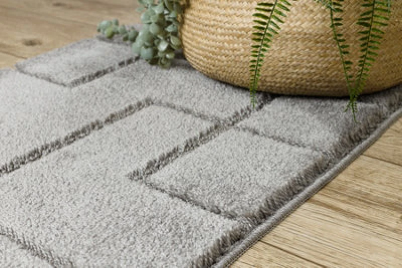 Image of RugsX Bathroom Rug Supreme Lines Non-Slip, Soft - Grey 60X100 Cm