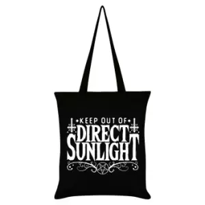 Image of Grindstore Keep Out Of Direct Sunlight Tote Bag (One Size) (Black/White)