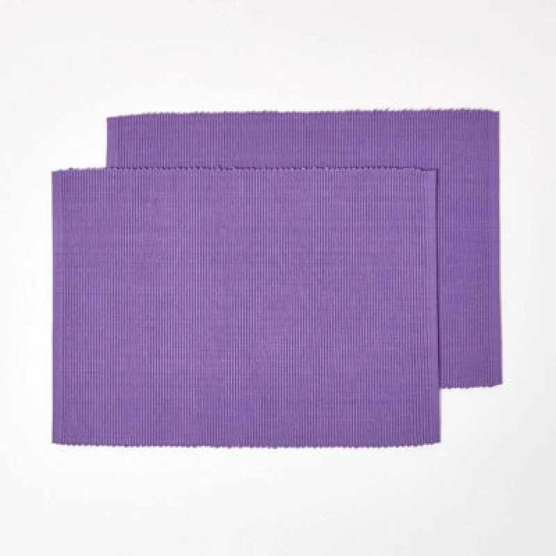 Image of Homescapes Cotton Plain Pack of 2 Placemats Purple