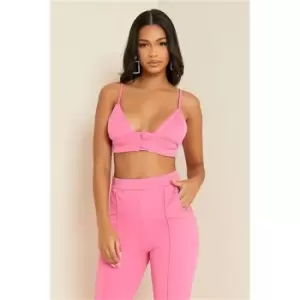 Image of I Saw It First Hot Pink Tailored Button Detail Bralet - Pink
