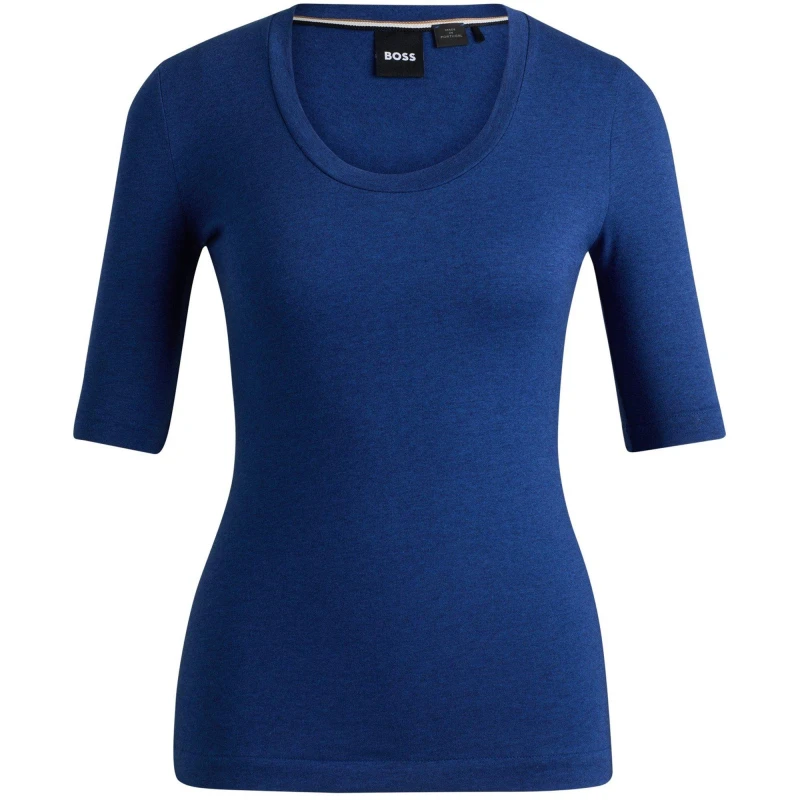 Image of Boss Womens Effilie2 Short Sleeve Polo Shirt Open Blue female 8 (XS)