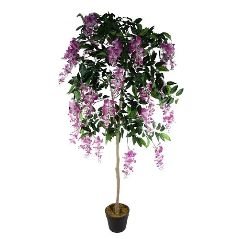 Image of Leaf Design 150cm Artificial Light Pink Wisteria Tree