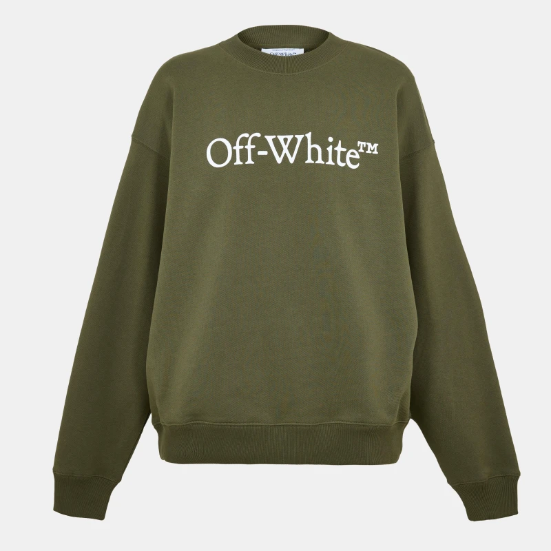Image of Off White Mens Skate Crewneck Sweatshirt Moss/White male XS