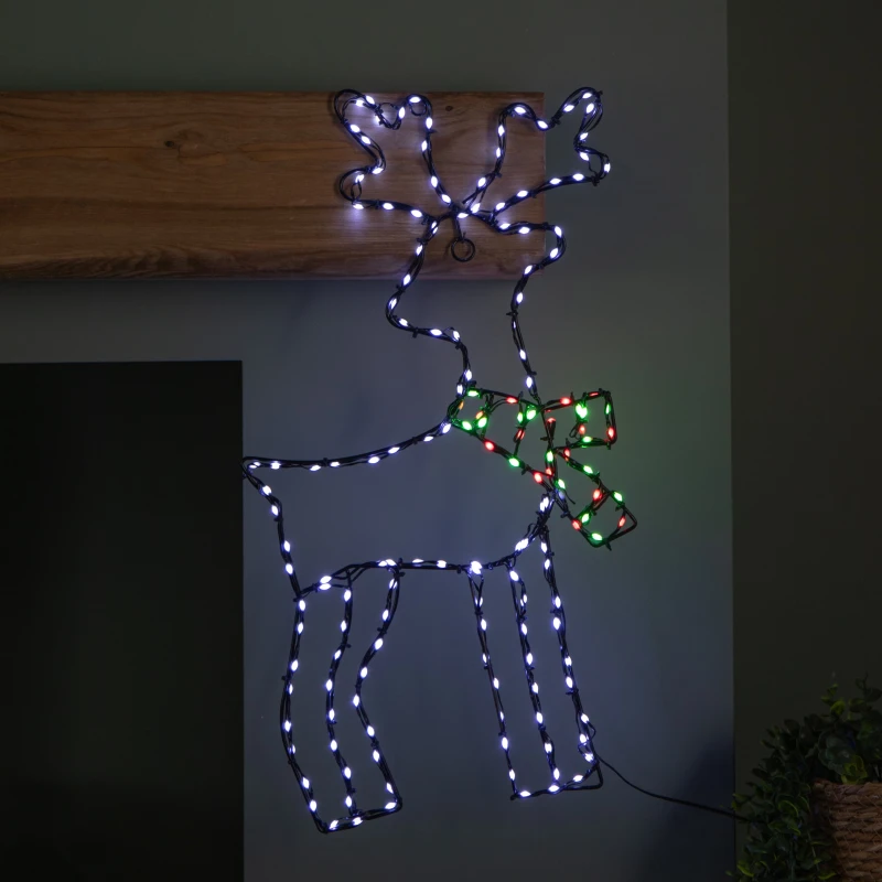 Image of 60cm x 33cm Light up FlexiBrights Reindeer Snowman with 164 Multi-Coloured LEDs