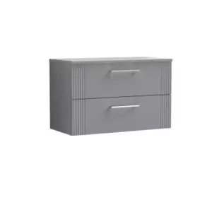 Image of Nuie Deco 800mm Wall Hung 2 Drawer Vanity & Worktop - Satin Grey