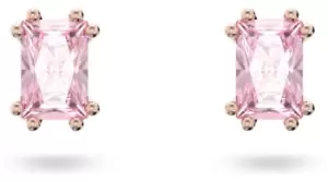 Image of Swarovski 5639136 Stilla Stud Earrings Pink Cushion Cut Jewellery