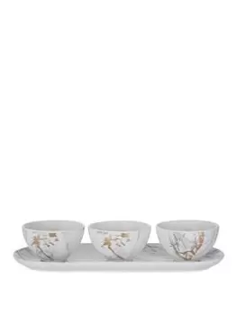 Image of Premier Housewares Marble Luxe Tapas Set, Gold Finish Detail, Four Piece Set