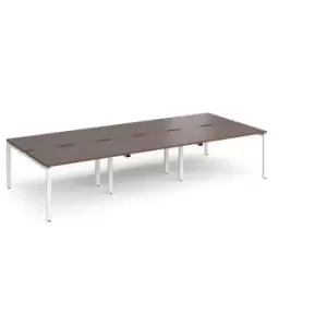 Image of Dams Adapt triple back to back desks 3600mm x 1600mm - white frame, walnut top