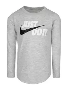 Image of Nike Younger Girls Just Do It Ls Tee, Grey, Size 5-6 Years, Women