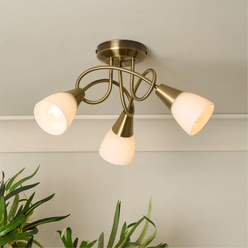 Image of Searchlight 3 Shade Ceiling Light Brass - Searchlight Brass MP78501