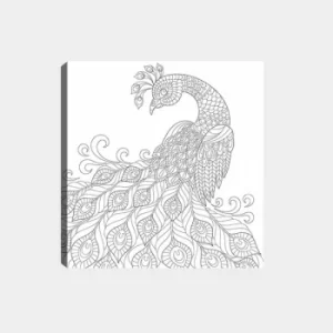 Image of MANDALA63 White Black Decorative Canvas Painting