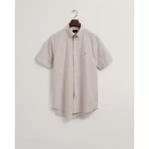Image of Gant Short Sleeve Gingham Shirt - Beige