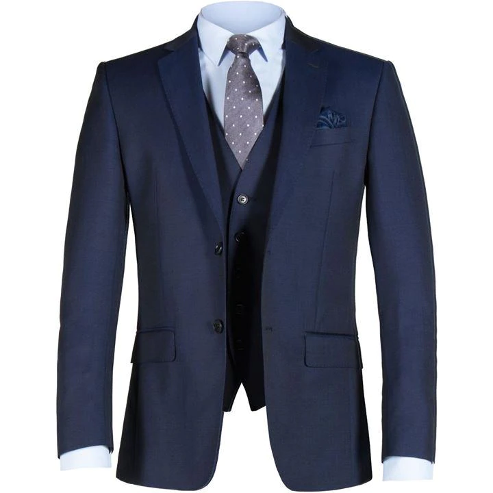 Image of Alexandre of England Weston Blue Twill Suit Jacket - 38L