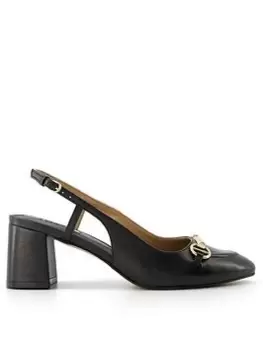 Image of Dune London Dune Cassie Snaffle Trim Leather Sling Backs - Black, Size 8, Women